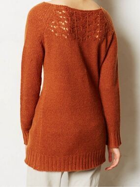 MOTH Anthropologie Rust Knit Lace-Yoke Women's Sweater - Size S/P - Wool Blend